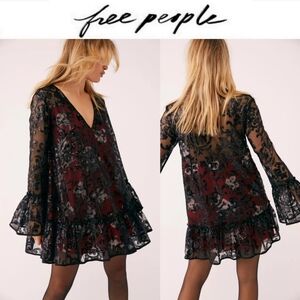 *Gorgeous Free people Mini Sequin Dark Falling Flowers Swing Dress*